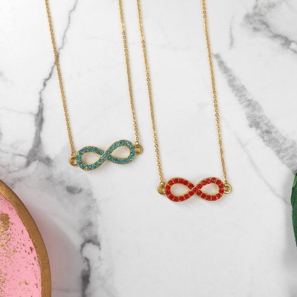 New Gold Infinity Rhinestone Necklace - Picture 3 of 7